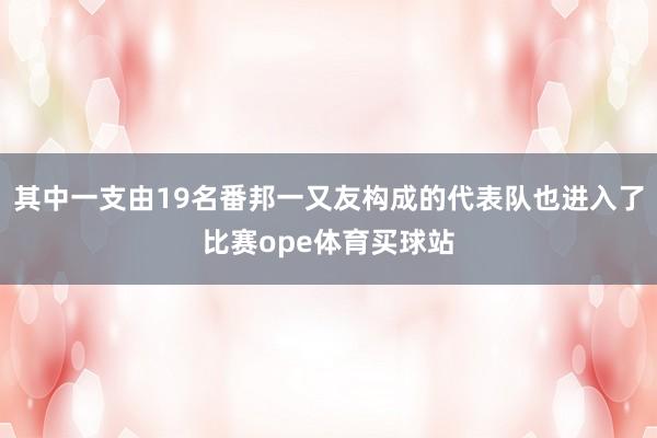 其中一支由19名番邦一又友构成的代表队也进入了比赛ope体育买球站