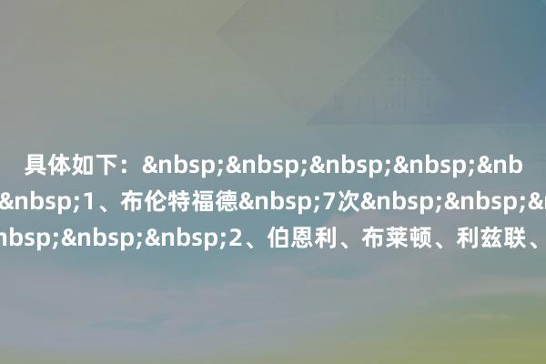 具体如下：1、布伦特福德7次2、伯恩利、布莱顿、利兹联、水晶宫、西汉姆6次7、诺丁汉丛林5次8、伯恩茅斯、纽卡、利物浦、富勒姆4次12、狼队、曼联、桑德兰、埃弗顿3次16、热刺、维拉、曼城2次19、切尔西1次20、阿森纳0次体育赛事直播